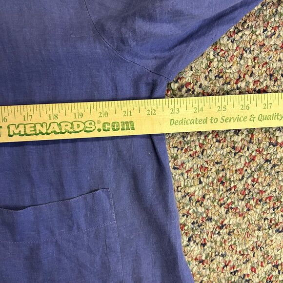 Flax NWOT Periwinkle Blue 100% Linen Lagenlook Boxy Button Up Shirt Jacket Sz S - Picture 9 of 10